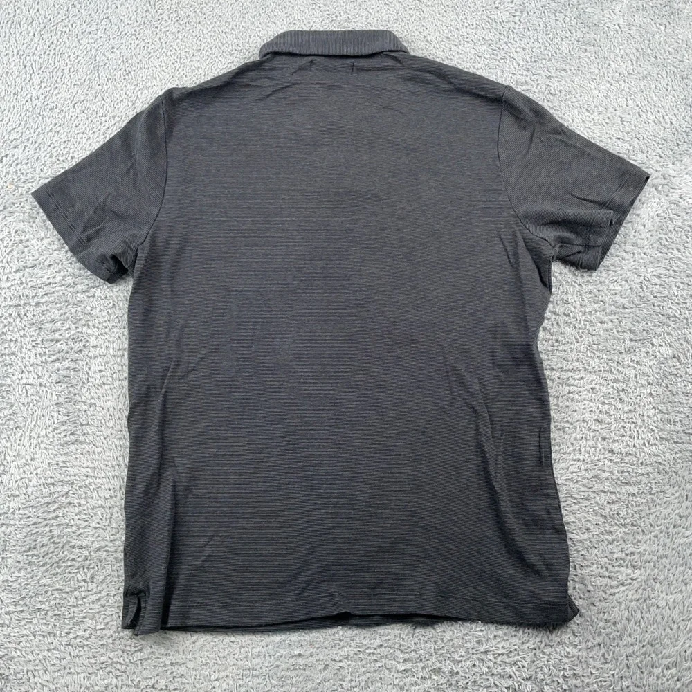 Banana Republic Shirt Mens Medium Gray Polo Striped Short Sleeve Cotton Golf